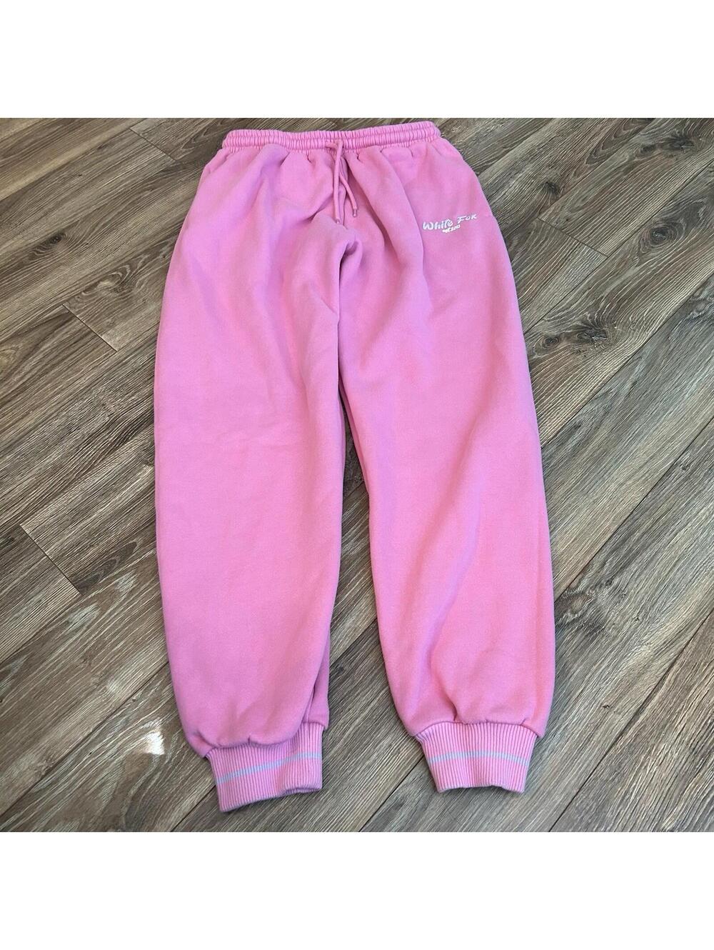 White Fox Women’s Jogger Sweatpants EST 2013 Size L Bubble Gum Pink Athletic